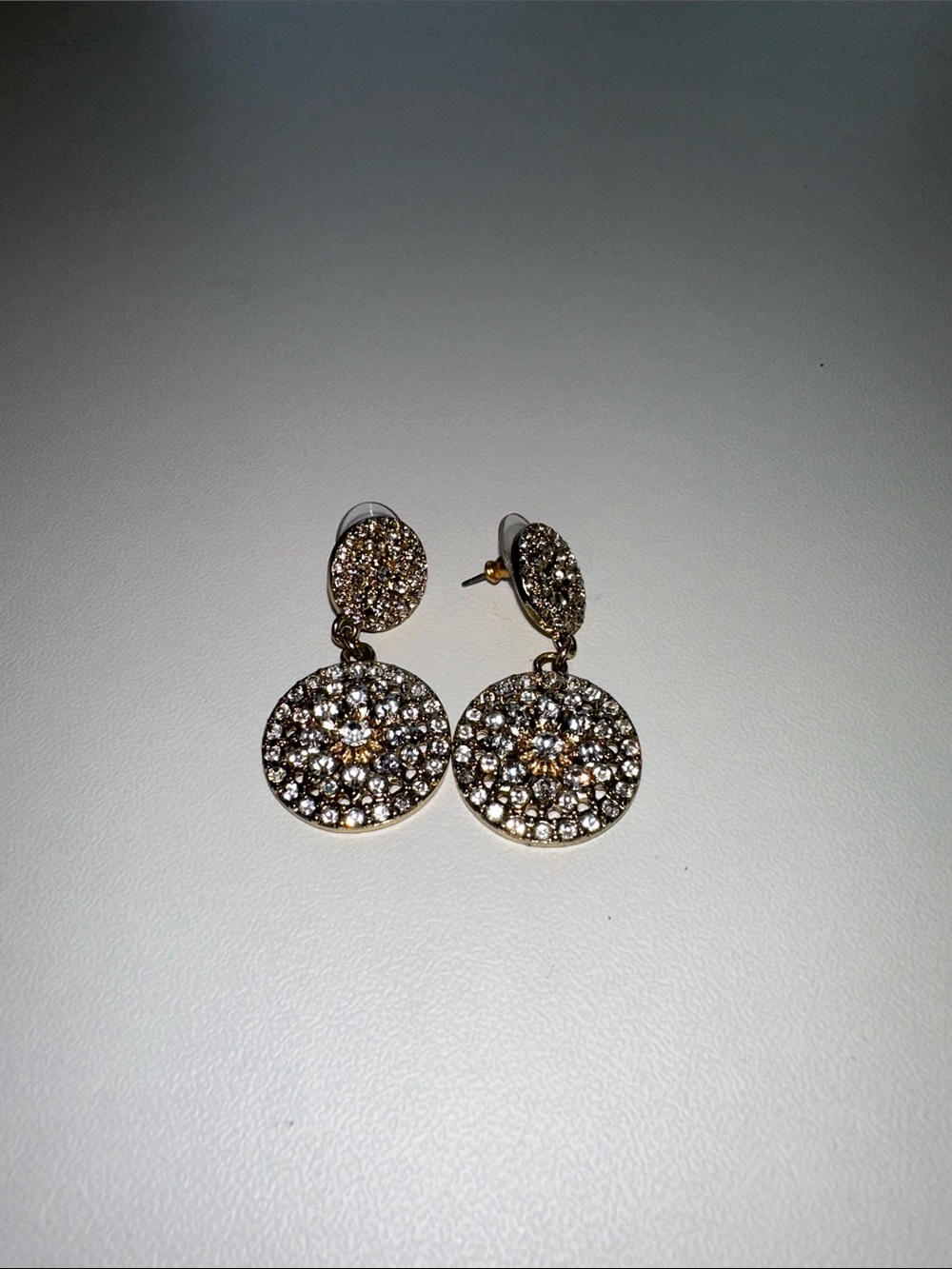 Gold-Tone Crystal Pavé Round Drop Earrings